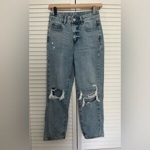 SHEIN Women’s Light Blue Distressed Boyfriend Jeans